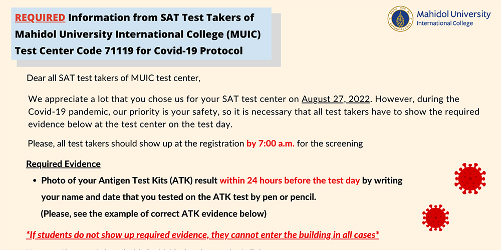 We appreciate a lot that you chose us for your SAT test center o