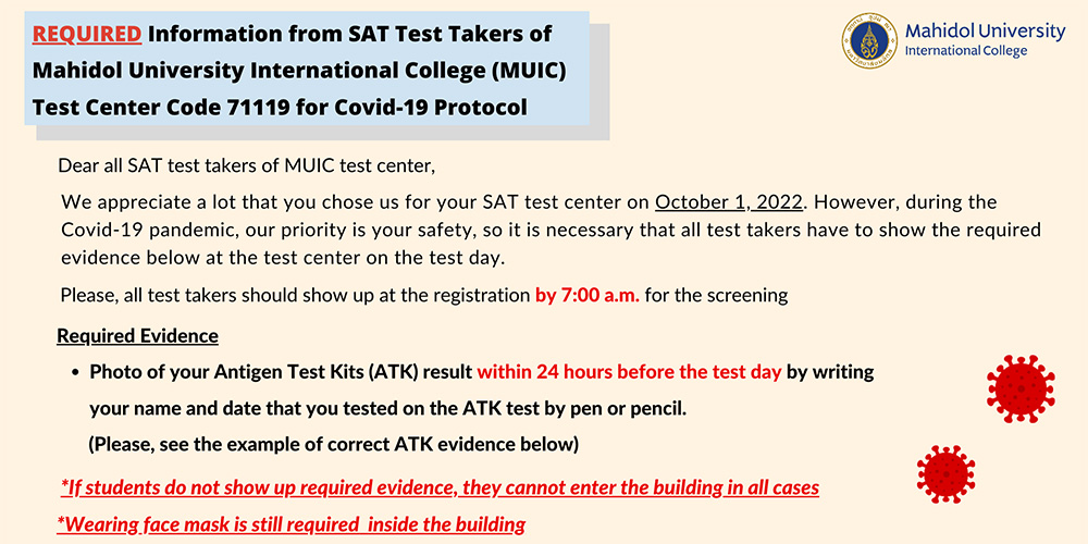 We appreciate a lot that you chose us for your SAT test center o