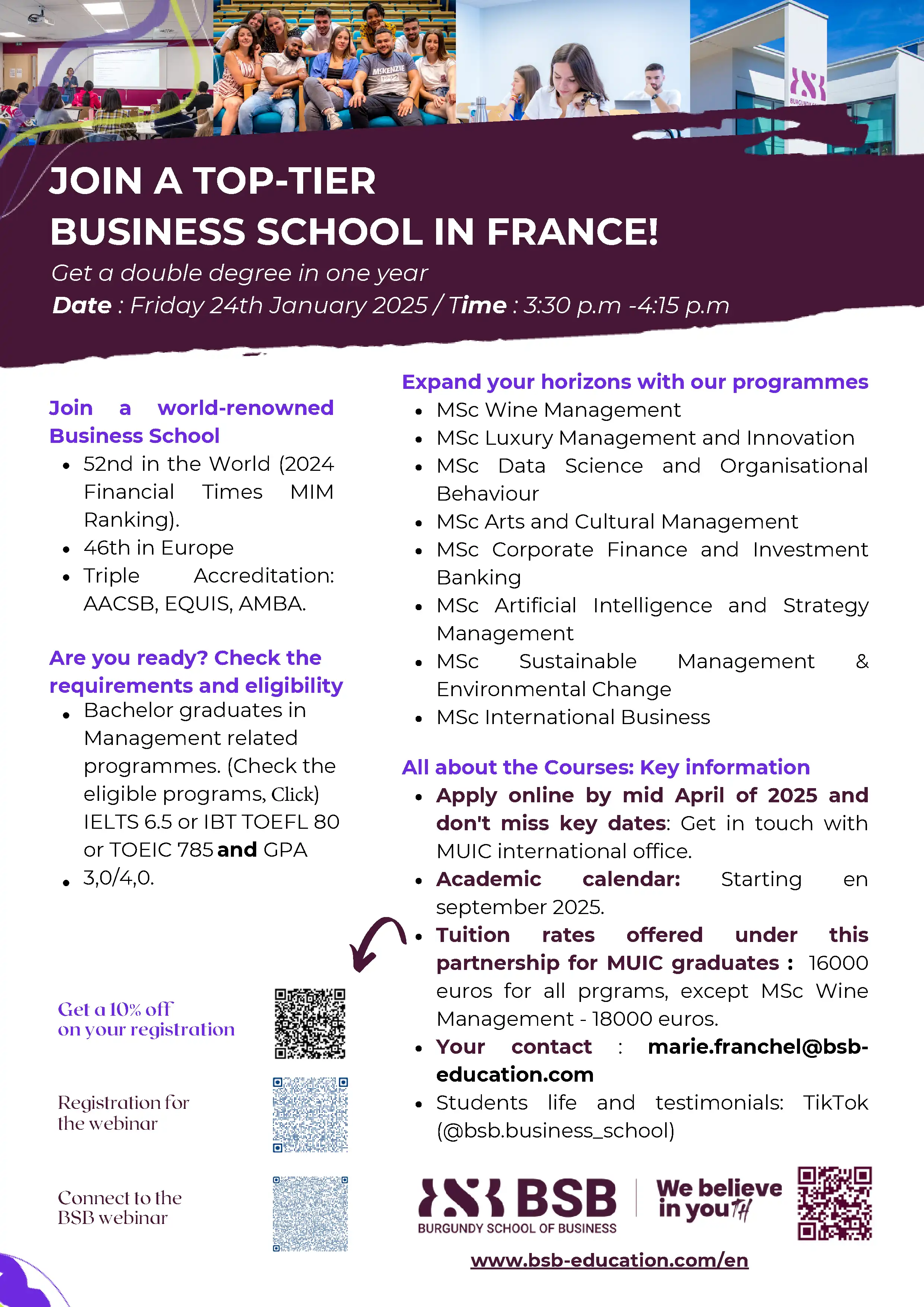 Join a top-tier business school in France!